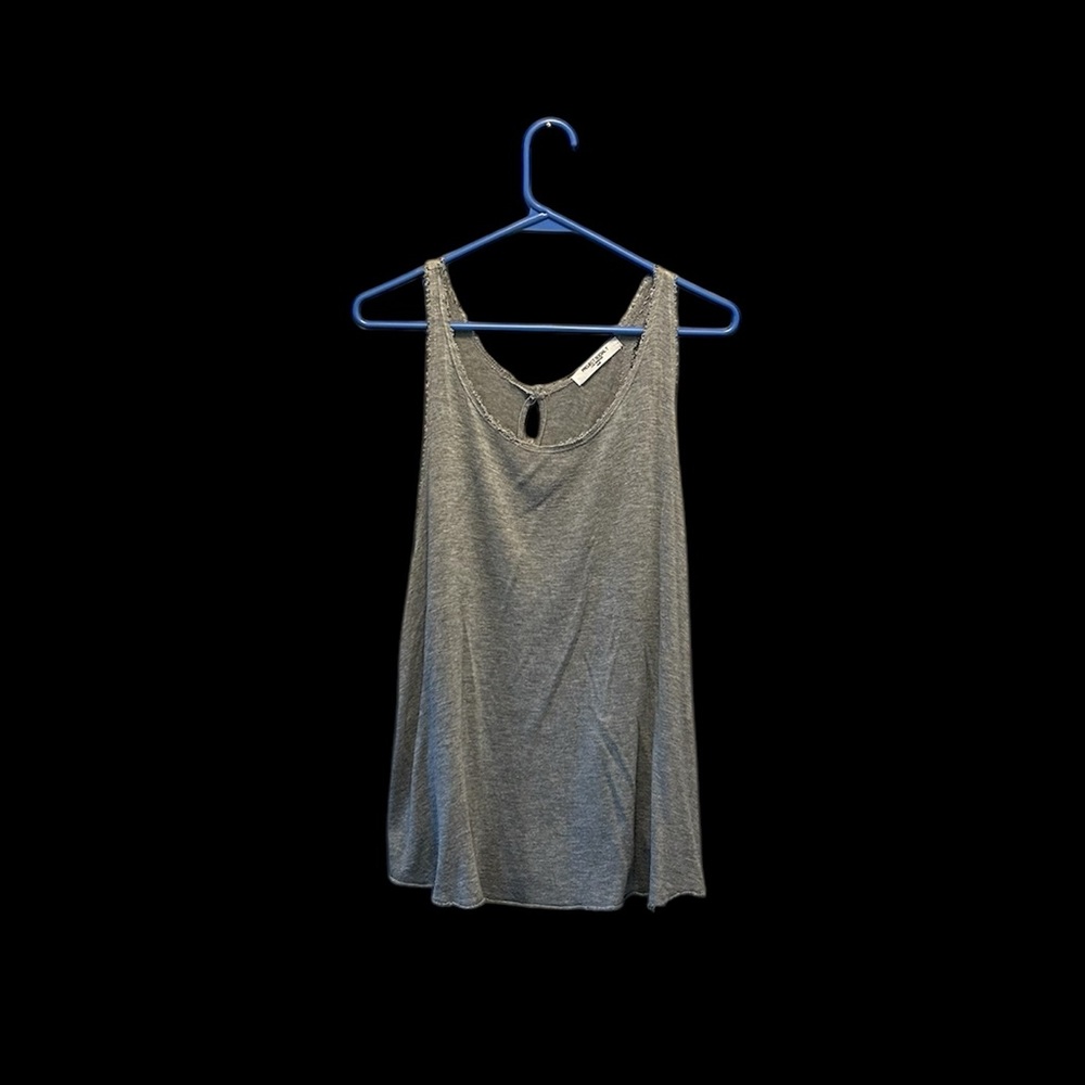 Project Social T Flowy Gray Raw Hem Tank Top Size S